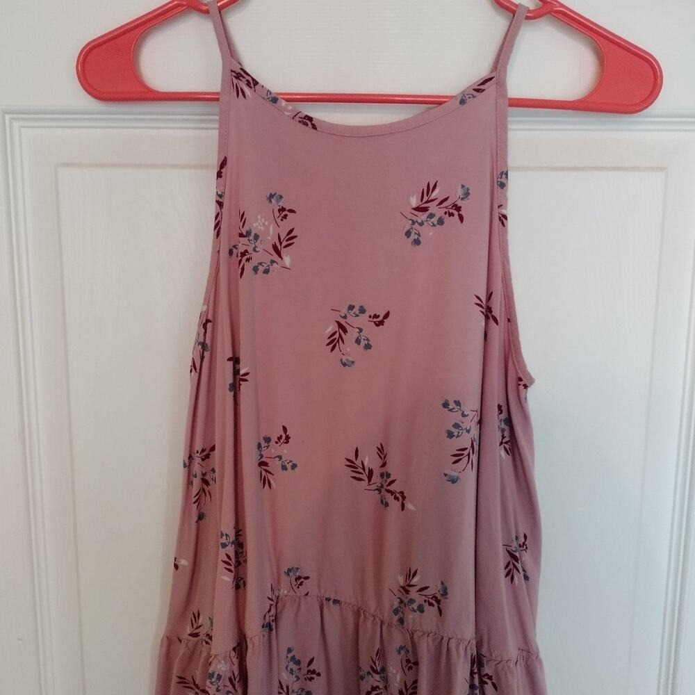 ARIZONA JEAN CO Floral Sleeveless Ruffle top Women M Pink Rayon